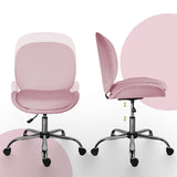 Darrahopens Furniture > Office > Office & Desk Chairs Office Desk Chair - Velvet Armless Swivel Study Seat OVOID PINK