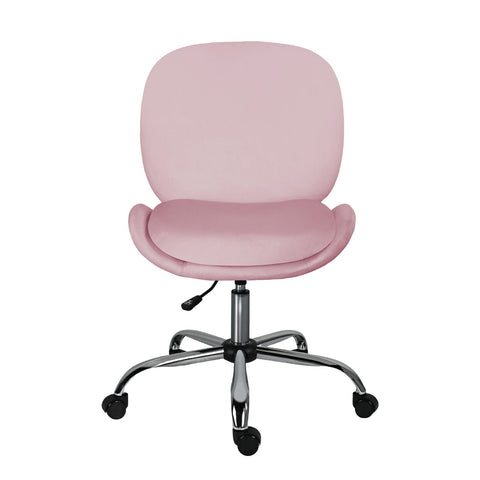 Darrahopens Furniture > Office > Office & Desk Chairs Office Desk Chair - Velvet Armless Swivel Study Seat OVOID PINK