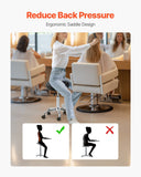 Darrahopens Furniture > Office > Office & Desk Chairs VEVOR Saddle Rolling Stool, PU Leather Rolling Stool with Wheels, 360° Swivel Drafting Stool with Thickened Cushion, Height Adjustable Rolling Work SPA Stool, for Office, Home, Salon & Bar, Black