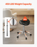 Darrahopens Furniture > Office > Office & Desk Chairs VEVOR Saddle Rolling Stool, PU Leather Rolling Stool with Wheels, 360° Swivel Drafting Stool with Thickened Cushion, Height Adjustable Rolling Work SPA Stool, for Office, Home, Salon & Bar, Black