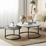 Darrahopens Furniture > Office Set of 2 Coffee Table Round Marble Nesting Side End Table Furniture