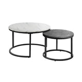 Darrahopens Furniture > Office Set of 2 Coffee Table Round Marble Nesting Side End Table Furniture