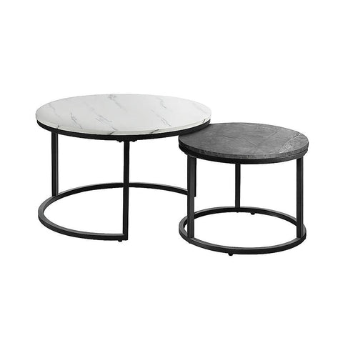 Darrahopens Furniture > Office Set of 2 Coffee Table Round Marble Nesting Side End Table Furniture