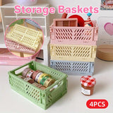 Darrahopens Furniture > Office > Storage Cabinets 4PCS Collapsible Plastic Storage Box Desktop Organizer Basket Storage Container