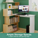 Darrahopens Furniture > Office > Storage Cabinets Adjustable Computer Desk with Storage Shelving in White Jointed Oak, 131x86x106cm In Australia - Darrahopens