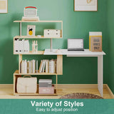 Darrahopens Furniture > Office > Storage Cabinets Adjustable Computer Desk with Storage Shelving in White Jointed Oak, 131x86x106cm In Australia - Darrahopens