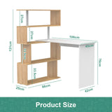 Darrahopens Furniture > Office > Storage Cabinets Adjustable Computer Desk with Storage Shelving in White Jointed Oak, 131x86x106cm In Australia - Darrahopens