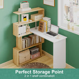 Darrahopens Furniture > Office > Storage Cabinets Adjustable Computer Desk with Storage Shelving in White Jointed Oak, 131x86x106cm In Australia - Darrahopens