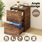 Darrahopens Furniture > Office > Storage Cabinets Artiss Filing Cabinet Files Storage Office Shelves File Organiser Rustic Brown 2 Drawer
