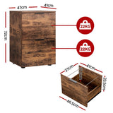 Darrahopens Furniture > Office > Storage Cabinets Artiss Filing Cabinet Files Storage Office Shelves File Organiser Rustic Brown 2 Drawer