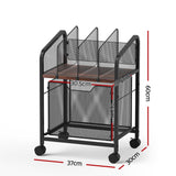 Darrahopens Furniture > Office > Storage Cabinets Artiss Mobile File Cabinet Rolling with Locking Wheels Wood Top Compact Storage Organiser Black