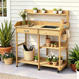 Darrahopens Furniture > Office > Storage Cabinets Gardeon Outdoor Potting Bench Table Storage Cabinet Potters Garden Workstation Natural