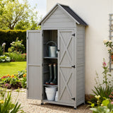 Darrahopens Furniture > Office > Storage Cabinets Gardeon Outdoor Storage Cabinet Cupboard Lockable Tool Organizer Shed Adjustable Grey