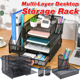 Darrahopens Furniture > Office > Storage Cabinets Multi-Tier Desktop Organizer File Holder Document Storage Rack Office Shelf