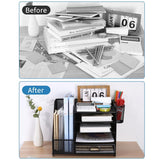 Darrahopens Furniture > Office > Storage Cabinets Multi-Tier Desktop Organizer File Holder Document Storage Rack Office Shelf