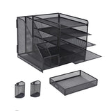 Darrahopens Furniture > Office > Storage Cabinets Multi-Tier Desktop Organizer File Holder Document Storage Rack Office Shelf