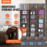 Darrahopens Furniture > Office > Storage Cabinets VEVOR Media Storage Cabinet, 9-layer DVD Shelf Holds up to 756 CDs, Adjustable CD Shelves 27 Compartments, Protects & Organizes Music, Movie, Video Games or Memorabilia Collections, Espresso