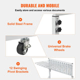 Darrahopens Furniture > Office > Storage Cabinets VEVOR Mobile Blueprint Storage Rack, Plan Holder with 12 Pivot Brackets, Mobile Blueprint Holder Adjustable Height & Length, Poster Display Rack for Office and Home (Rack Only Without Clamps)