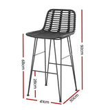 Darrahopens Furniture > Outdoor Gardeon 2 Piece Outdoor Bar Stools Wicker Dining Rattan Chair Black