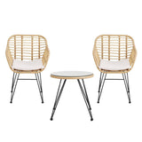 Darrahopens Furniture > Outdoor Gardeon 3PC Outdoor Furniture Bistro Set Lounge Setting Table Chairs Cushion Patio Grey
