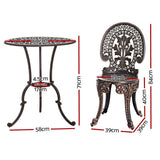 Darrahopens Furniture > Outdoor Gardeon 3PC Patio Furniture Outdoor Bistro Set Dining Chairs Aluminium Bronze