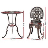 Darrahopens Furniture > Outdoor Gardeon 3PC Patio Furniture Outdoor Bistro Set Dining Chairs Aluminium Bronze