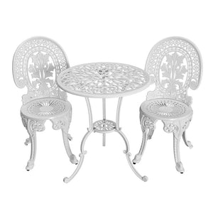 Darrahopens Furniture > Outdoor Gardeon 3PC Patio Furniture Outdoor Bistro Set Dining Chairs Aluminium White