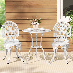 Darrahopens Furniture > Outdoor Gardeon 3PC Patio Furniture Outdoor Bistro Set Dining Chairs Aluminium White