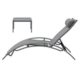 Darrahopens Furniture > Outdoor Gardeon 3PC Sun Lounge Outdoor Lounger Steel Table Chairs Patio Furniture Grey