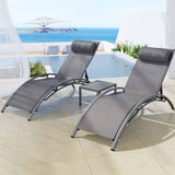 Darrahopens Furniture > Outdoor Gardeon 3PC Sun Lounge Outdoor Lounger Steel Table Chairs Patio Furniture Grey
