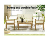 Darrahopens Furniture > Outdoor Gardeon Outdoor Sofa Set 4-Seater Acacia Wood Lounge Setting Table Chairs