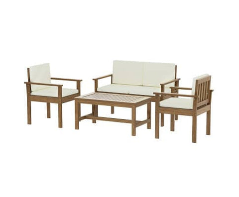 Darrahopens Furniture > Outdoor Gardeon Outdoor Sofa Set 4-Seater Acacia Wood Lounge Setting Table Chairs