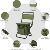 Darrahopens Furniture > Outdoor > Outdoor Benches 3-in-1 Outdoor Folding Chair with 10L Insulated Cooler, Durable Oxford Fabric, for Camping and Picnics - Green