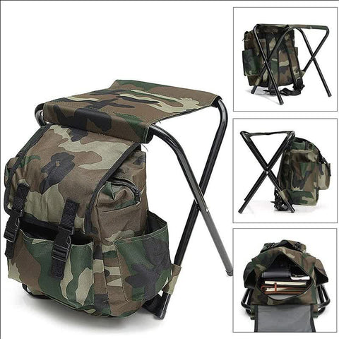 Darrahopens Furniture > Outdoor > Outdoor Chairs Camouflage Foldable Backpack with Built-in Chair – Multi-Functional Outdoor Camping Stool Bag