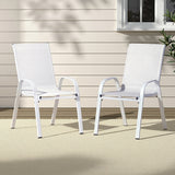 Darrahopens Furniture > Outdoor > Outdoor Chairs Gardeon 2PC Outdoor Dining Chairs Stackable Lounge Chair Patio Furniture White