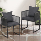 Darrahopens Furniture > Outdoor > Outdoor Chairs Gardeon 2PC Outdoor Dining Chairs Woven Rope Chair Patio Furniture Garden Steel