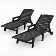Darrahopens Furniture > Outdoor > Outdoor Chairs Gardeon 2PCS Sun Lounge Lounger Beach Chair HDPE Patio Outdoor Furniture with Wheels Black In Australia - Darrahopens