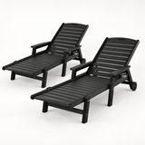 Darrahopens Furniture > Outdoor > Outdoor Chairs Gardeon 2PCS Sun Lounge Lounger Beach Chair HDPE Patio Outdoor Furniture with Wheels Black In Australia - Darrahopens