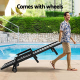 Darrahopens Furniture > Outdoor > Outdoor Chairs Gardeon 2PCS Sun Lounge Lounger Beach Chair HDPE Patio Outdoor Furniture with Wheels Black In Australia - Darrahopens