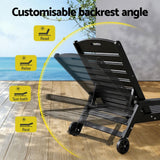 Darrahopens Furniture > Outdoor > Outdoor Chairs Gardeon 2PCS Sun Lounge Lounger Beach Chair HDPE Patio Outdoor Furniture with Wheels Black In Australia - Darrahopens