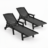 Darrahopens Furniture > Outdoor > Outdoor Chairs Gardeon 2PCS Sun Lounge Lounger Beach Chair HDPE Patio Outdoor Furniture with Wheels Black In Australia - Darrahopens