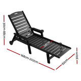 Darrahopens Furniture > Outdoor > Outdoor Chairs Gardeon 2PCS Sun Lounge Lounger Beach Chair HDPE Patio Outdoor Furniture with Wheels Black In Australia - Darrahopens