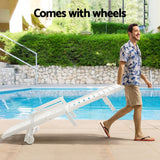 Darrahopens Furniture > Outdoor > Outdoor Chairs Gardeon 2PCS Sun Lounge Lounger Beach Chair HDPE Patio Outdoor Furniture with Wheels White In Australia - Darrahopens