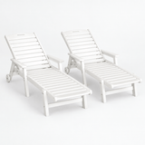 Darrahopens Furniture > Outdoor > Outdoor Chairs Gardeon 2PCS Sun Lounge Lounger Beach Chair HDPE Patio Outdoor Furniture with Wheels White In Australia - Darrahopens
