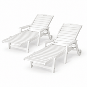 Darrahopens Furniture > Outdoor > Outdoor Chairs Gardeon 2PCS Sun Lounge Lounger Beach Chair HDPE Patio Outdoor Furniture with Wheels White In Australia - Darrahopens
