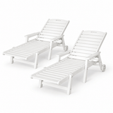 Darrahopens Furniture > Outdoor > Outdoor Chairs Gardeon 2PCS Sun Lounge Lounger Beach Chair HDPE Patio Outdoor Furniture with Wheels White In Australia - Darrahopens