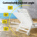 Darrahopens Furniture > Outdoor > Outdoor Chairs Gardeon 2PCS Sun Lounge Lounger Beach Chair HDPE Patio Outdoor Furniture with Wheels White In Australia - Darrahopens