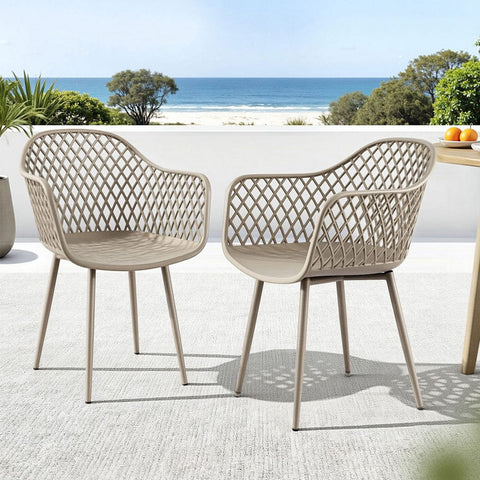 Darrahopens Furniture > Outdoor > Outdoor Chairs Gardeon 4PC Outdoor Dining Chairs PP Lounge Chair Patio Furniture Garden Coffee