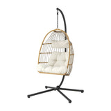 Darrahopens Furniture > Outdoor > Outdoor Chairs Gardeon Foldable Outdoor Swing Chair with Stand Cushion Rattan Patio Furniture In Australia - Darrahopens