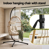 Darrahopens Furniture > Outdoor > Outdoor Chairs Gardeon Foldable Outdoor Swing Chair with Stand Cushion Rattan Patio Furniture In Australia - Darrahopens